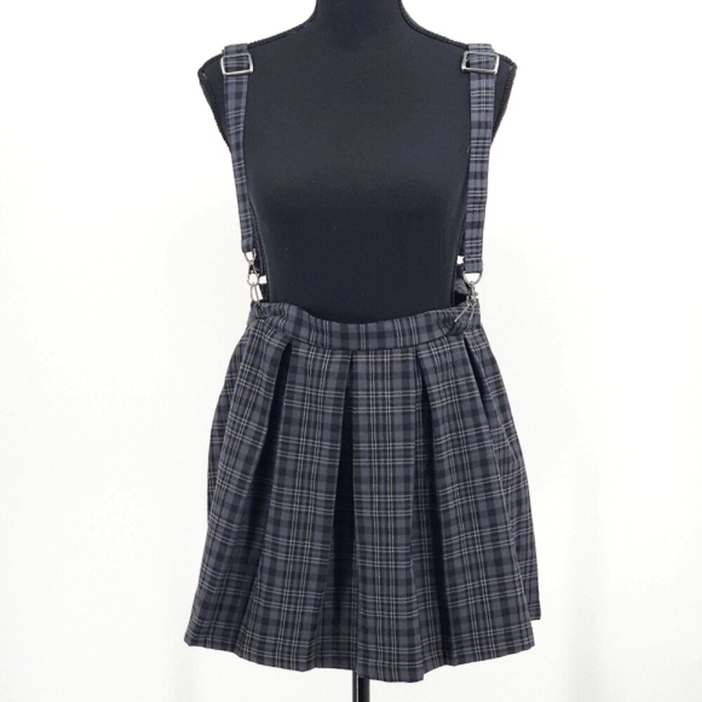 Hot Topic Mini Skirt Overalls Size Medium Women Plaid Schoolgirl Preppy Goth 90s